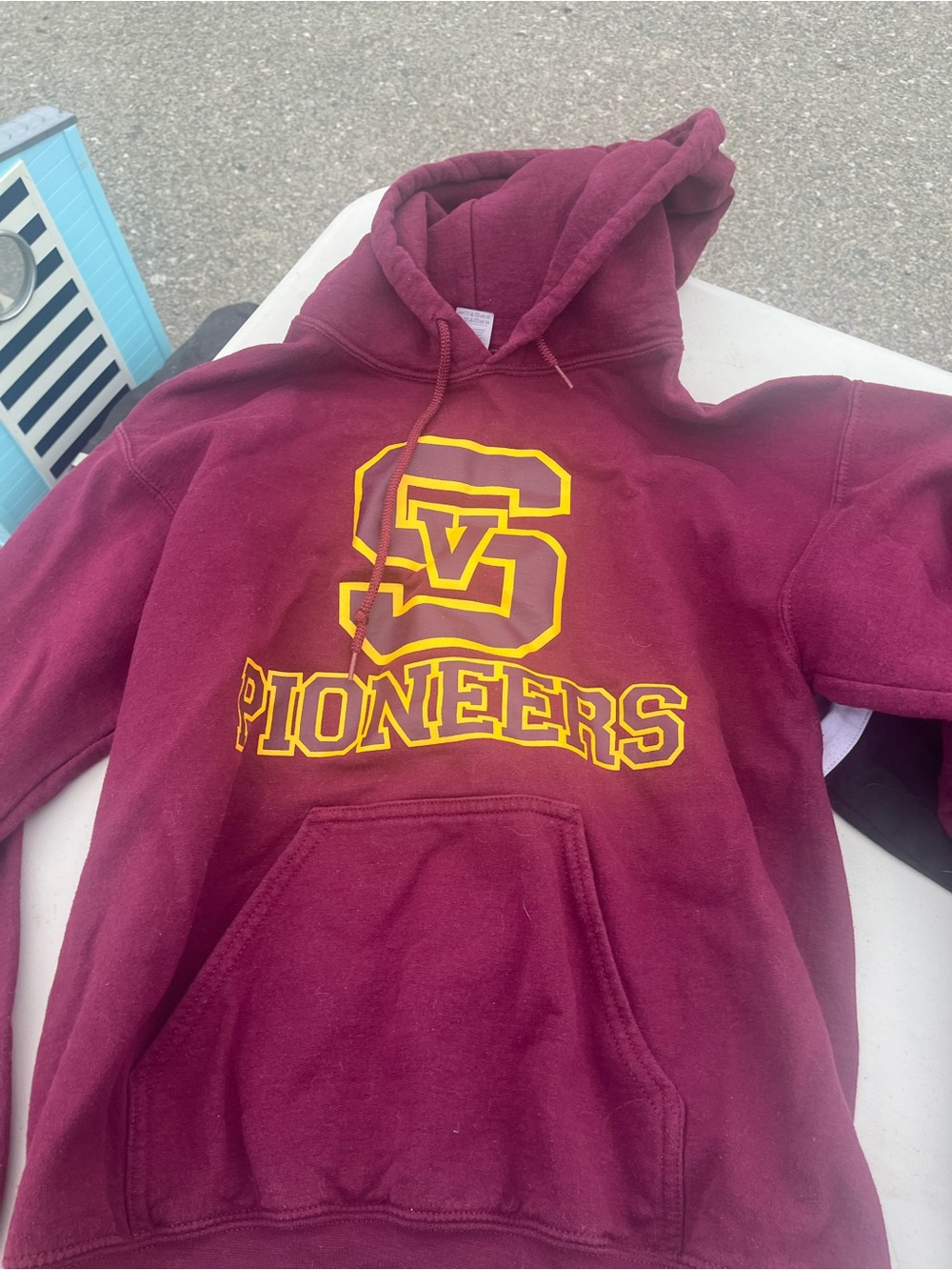 Maroon Pioneers Hooded Sweatshirt with Yellow Logo